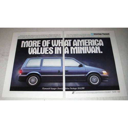 1992 2-page Plymouth Voyager Family Value Package Ad