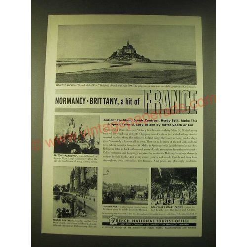 1950 French National Tourist Office Ad - Normandy Brittany, a bit of France