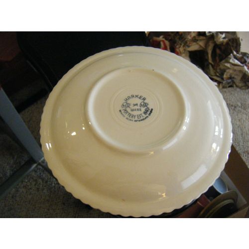 Harker Ware Pottery Pate Sur Pate Green Saucer Plate