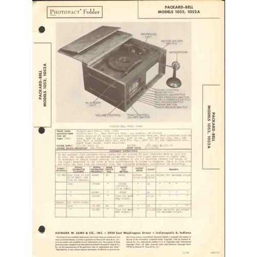 PACKARD-BELL model 1052 radio phono recorder Sams Photofact manual