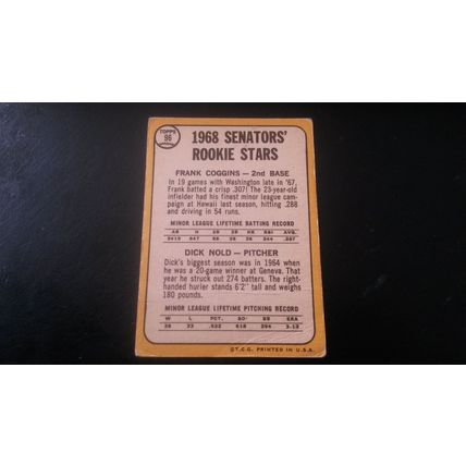 1968 Topps Card # 096 1968 Washington Senators' Rookie Stars Good (2)