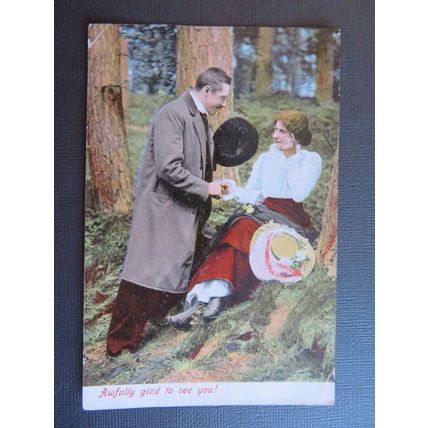 Awfully Glad To See You! Novelty Vintage Postcard