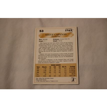 Steve Capanas 1991 Jockey Star NO. 53
