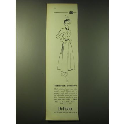 1948 De Pinna Dress Advertisement - Soft-Touch Exclusive