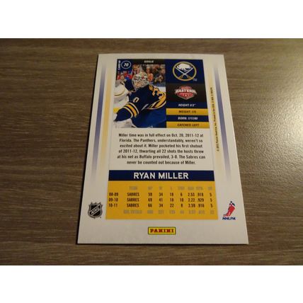 2011-12 Panini Contenders Hockey Card # 070 Ryan Miller NM (7) Buffalo Sabres