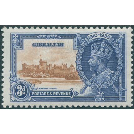 Gibraltar 1935 3d brown & deep blue Silver Jubilee SG115 unused