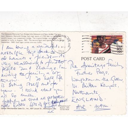 Delaware River Bridge United States Postcard posted 1984 crease