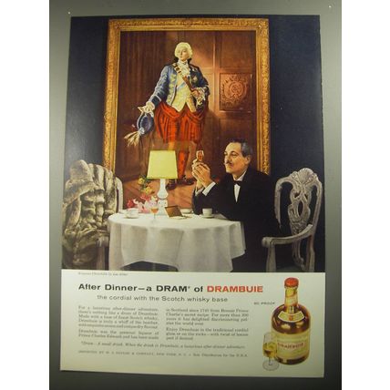 1956 Drambuie Cordial Ad - After dinner - a dram of Drambuie