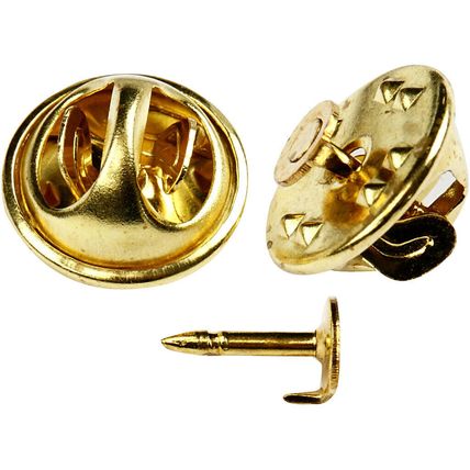 Gold Plated Clutch Pin Findings 25pcs 11mm Diameter Craft Brooches Badges CR89