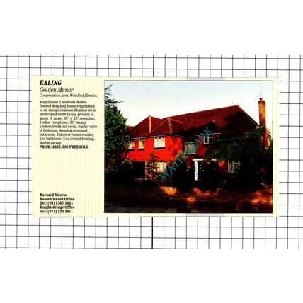 Golden Manor Ealing London House Sale Advert - 1991 Clipping / Print
