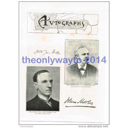 Autographs, A J Balfour & John Morley, Book Illustration (Print), c1895
