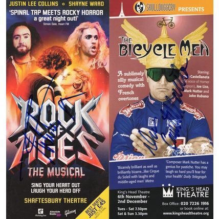 Rock Of Ages Bicycle Man Comedy 2x Hand Signed Theatre Flyer s
