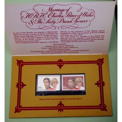Australia 1981 Charles and Diana Wedding presentation card M set