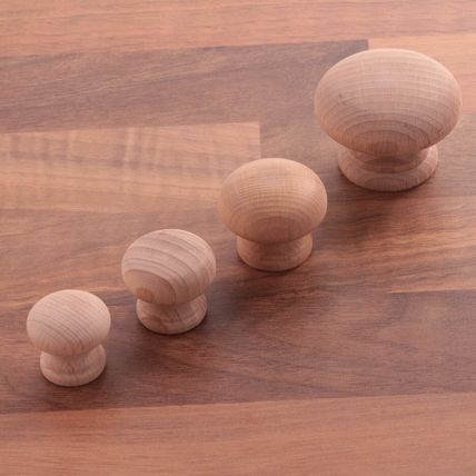 SOLID WOOD FURNITURE KNOB RANGE 25/30/35/50mm Small-Large Furniture Pull Handles