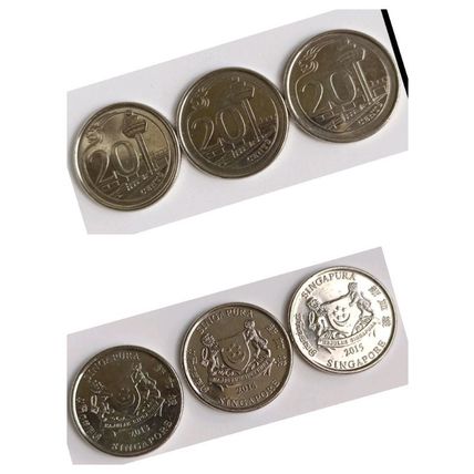 Republic of Singapore 2013-2019 20-cent both pristine & mint flaw EIGHT coins e