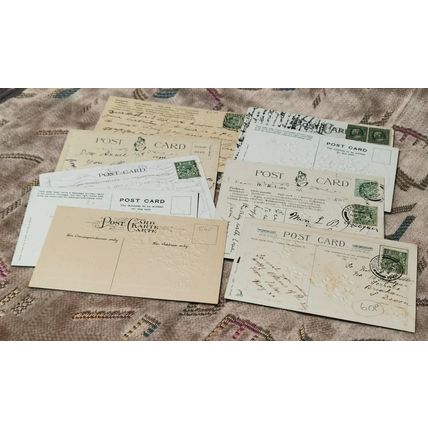 COLLECTION 10 GREETINGS FEAT VIOLETS FLOWERS VINTAGE POSTCARDS SET 2