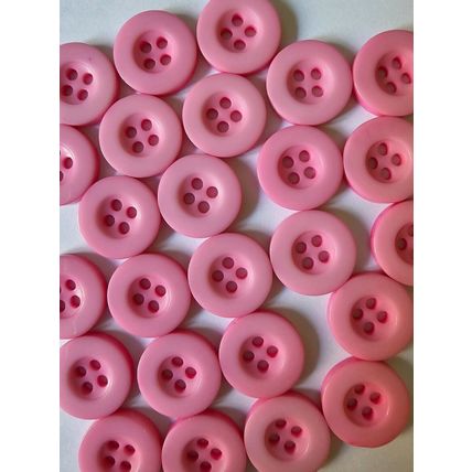 25 Pink Buttons with Four Holes Round Resin Size 15mm Ideal Baby Knits