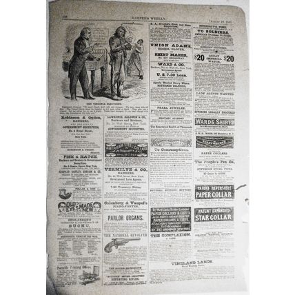 Racism] "The Virginia Elections", original cartoon in Harper's Weekly, 1865