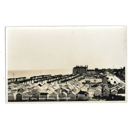 Beach Huts, Manor Green, Felixstowe, Suffolk, RP Postcard.