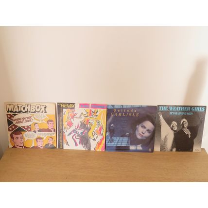 4 X 7 INCH VINYL SINGLES. MATCHBOX, AMI STEWART, BELINDA CARLISLE, THE WEATHER G