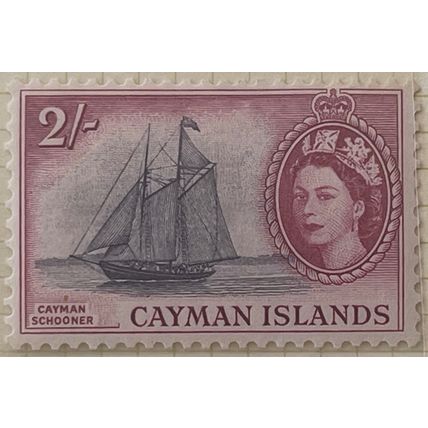 Cayman Islands 1955 2s Slate Violet & Reddish Purple Mounted Mint MM SG159 stamp
