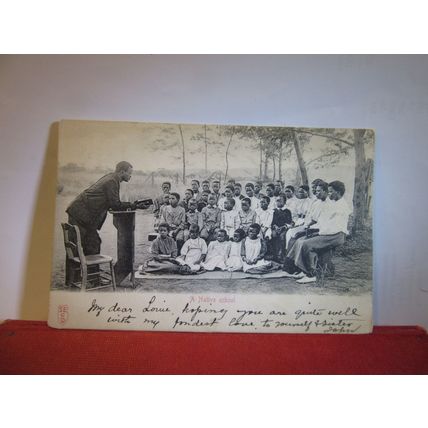 A NATIVE SCHOOL, DURBAN, S. AFRICA used antique postcard 1903 pm =