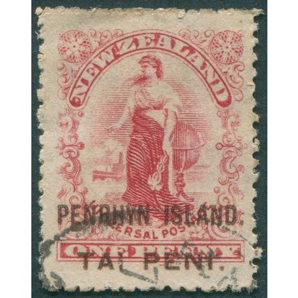 Penrhyn Island 1902 1d carmine Perf 14 SG5 used