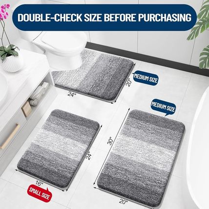 OLANLY Bathroom Rugs Sets 3 Piece, Soft Absorbent Microfiber Bath Mats and U-Sha