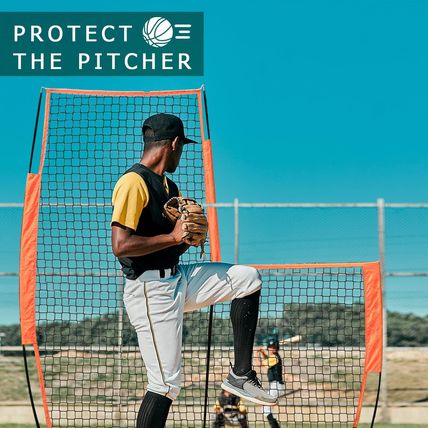 MR Portable Baseball L-Screen 7X7Ft, Lightweight Pitcher Protector Screen, Baseb