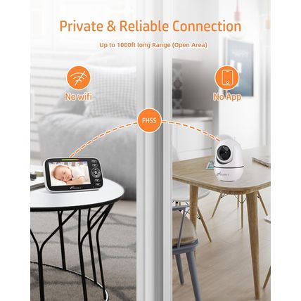 Ifamily Split Screen Baby Monitor, Large Display Video Baby Monitor with 2 Camer