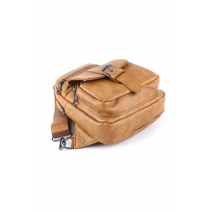Khaki Vintage Multi Pockets Sling Bag