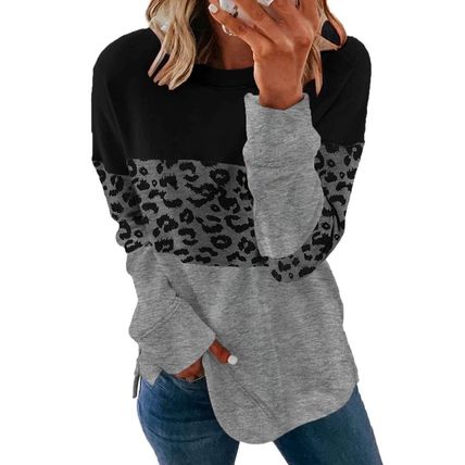 Colorblock Contrast Stitching Sweatshirt with Slits
