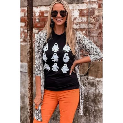 Black Halloween Ghost Graphic Tee
