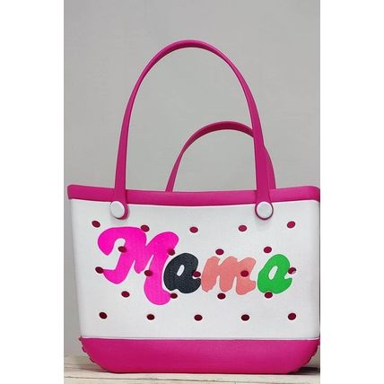 Rose Red mama Print Self-assembly Straps Hollowed EVA Beach Bag