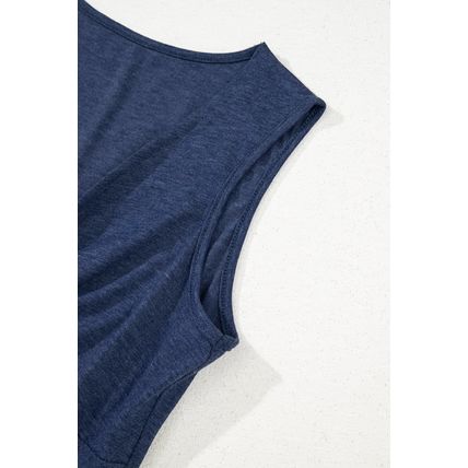 Dirty blue Twisted Bust V Neck Sleeveless Dress