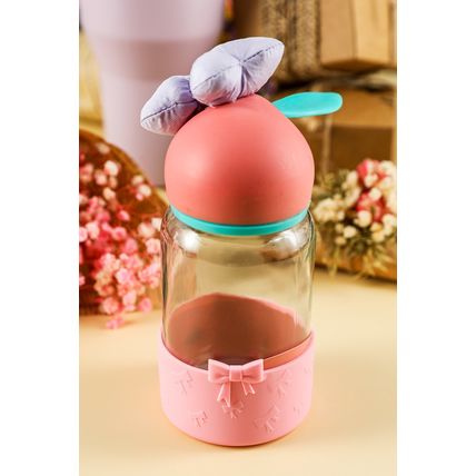 Pink Bowknot Decor Food Grade Silicone Cup Sleeve