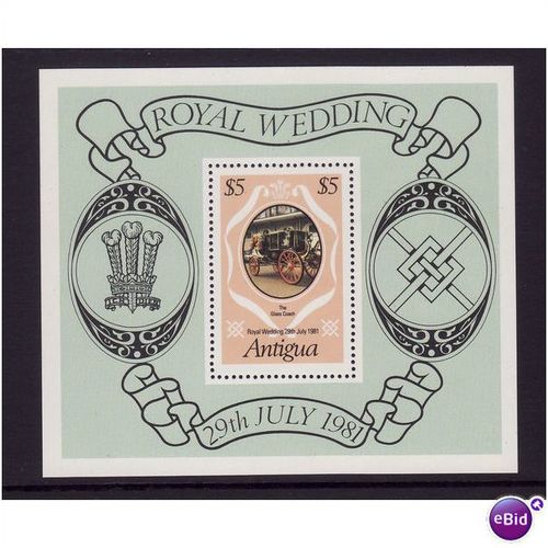 ANTIGUA 1981 ROYAL WEDDING SG MS 705 $5 MIN SHEET U/M MINT
