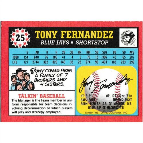 1989 Topps United Kingdom Minis - #25 - Tony Fernandez