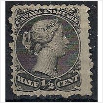 Canada 1868 SG46 1/2c Black Fine Used .. .