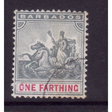 BARBADOS 1890 SG105 1/4d SLATE GREY AND CARMINE FINE USED