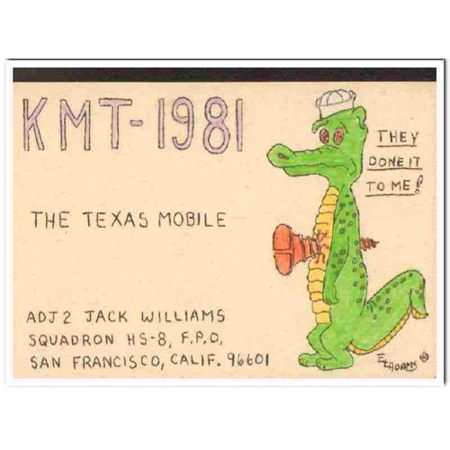 kmt-1981 jack williams san francisco ca 1960s cb qsl vintage postcard
