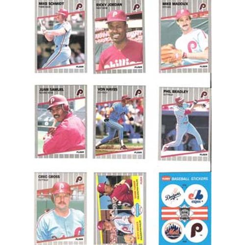 1989 Fleer baseball Philadelphia Phillies team set 24 cards & sticker- Jordan RC