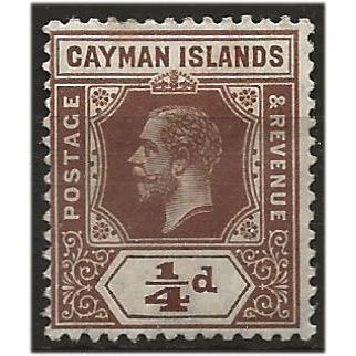 Cayman Isalnds 1913 SG40 1/4d Brown Mounted Mint . ..