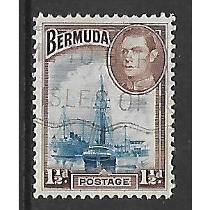 BERMUDA 1945 1 1/2d Lt BLUE AND PURPLE BROWN SG 1111b FINE USED
