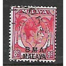 MALAYA BMA 1945 8c SCARLET SG 7 FINE USED