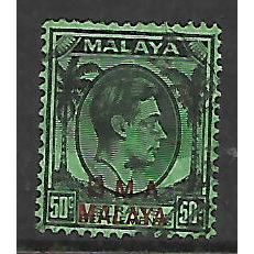 MALAYA BMA 1945 50c BLACK EMERALD SG 14a FINE USED
