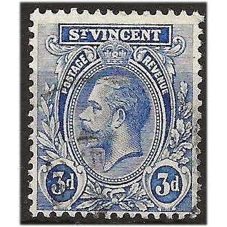 St Vincent 1922 SG134 3d Bright Blue Fine Used .. ..
