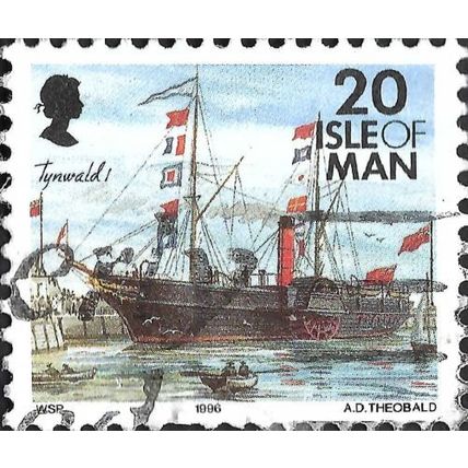 ISLE OF MAN, SHIP, Tynwald I paddle-steamer, 1846, blue 1996, 20p, #3