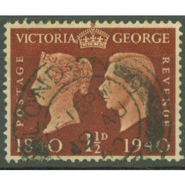 GB 1940 Stamp centenary 1.5d brown used SG481