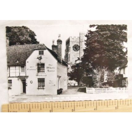 1964 postcard White Horse Inn & Church, Chilham